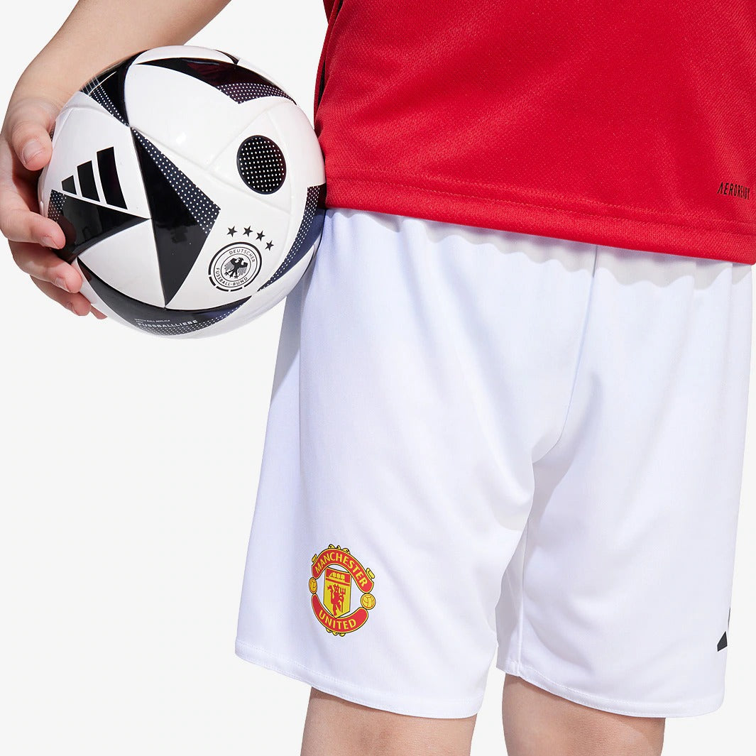 Conjunto Infantil Adidas Manchester United 2025/26 Torcedor - detalhe da manga
