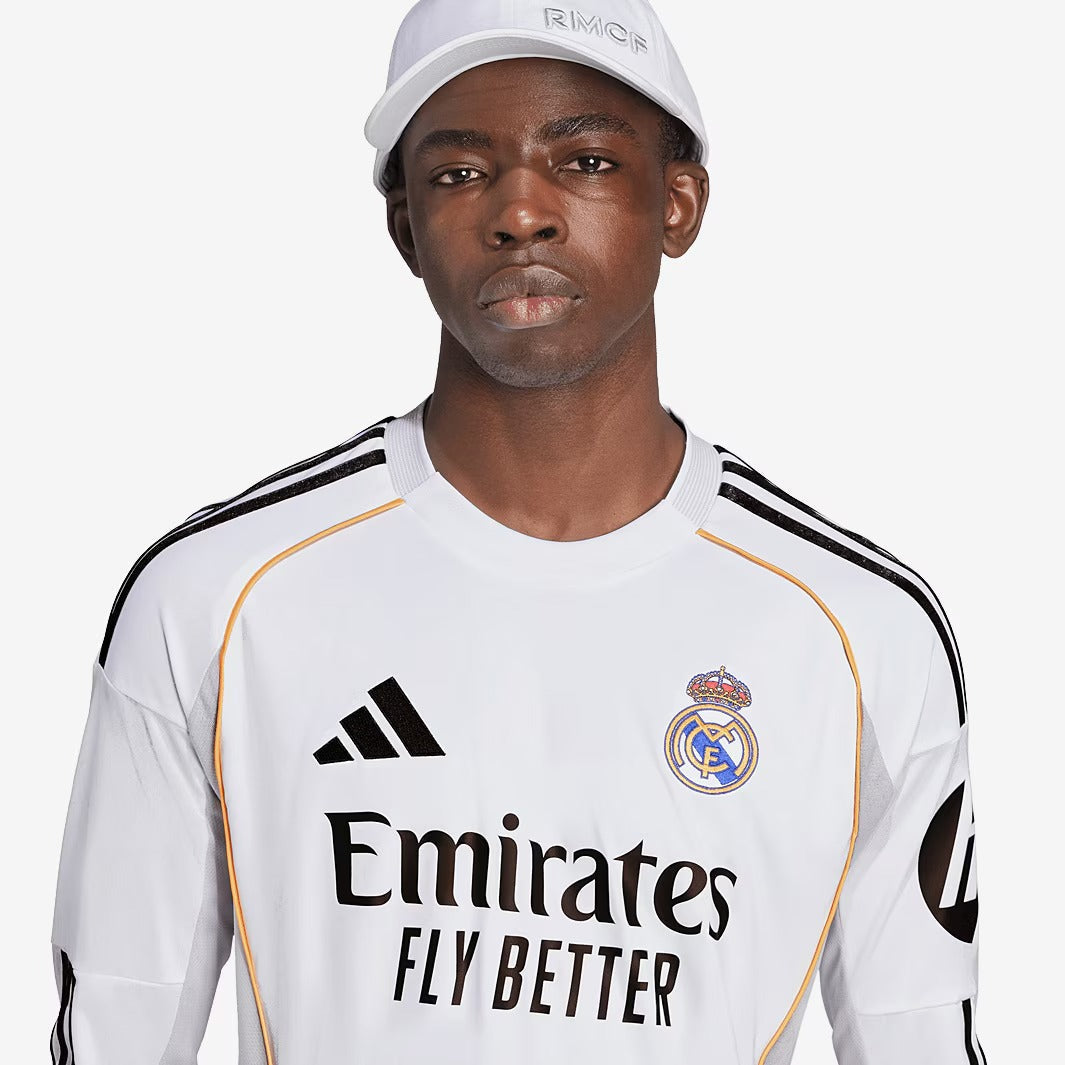 Camisa Adidas Real Madrid 2025/26 I Manga Longa - detalhe da gola