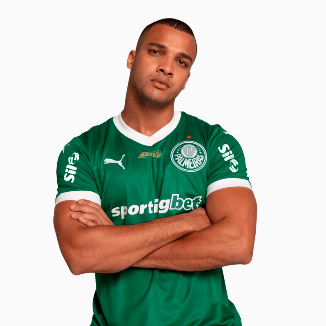Camisa Puma Palmeiras 2025/26 I Com Patrocínios - detalhe da gola