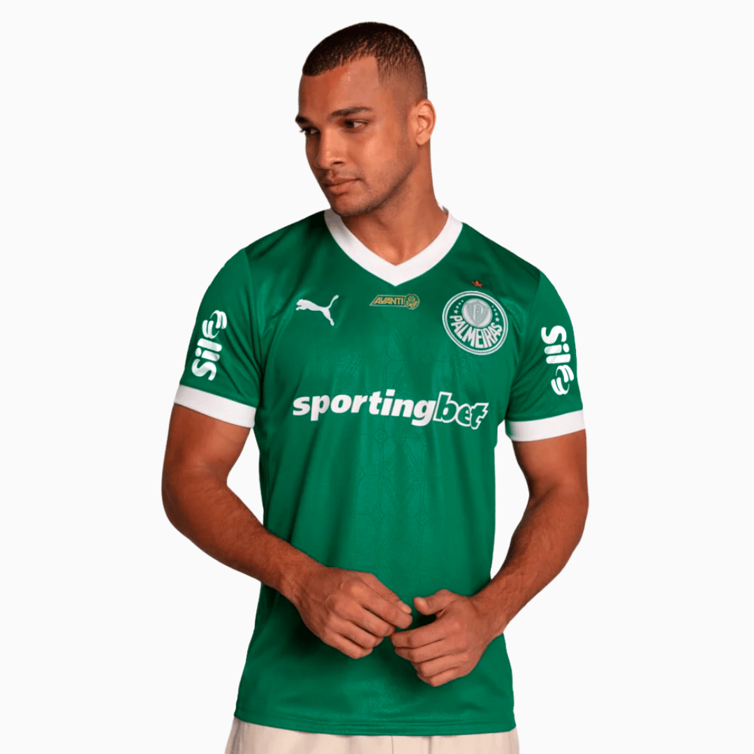 Camisa Puma Palmeiras 2025/26 I Com Patrocínios - detalhe