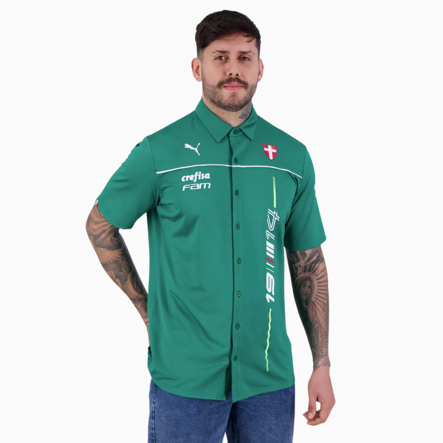 Camisa Palmeiras Puma MotorsportCamisa Palmeiras Puma Motorsport - detalhe da gola