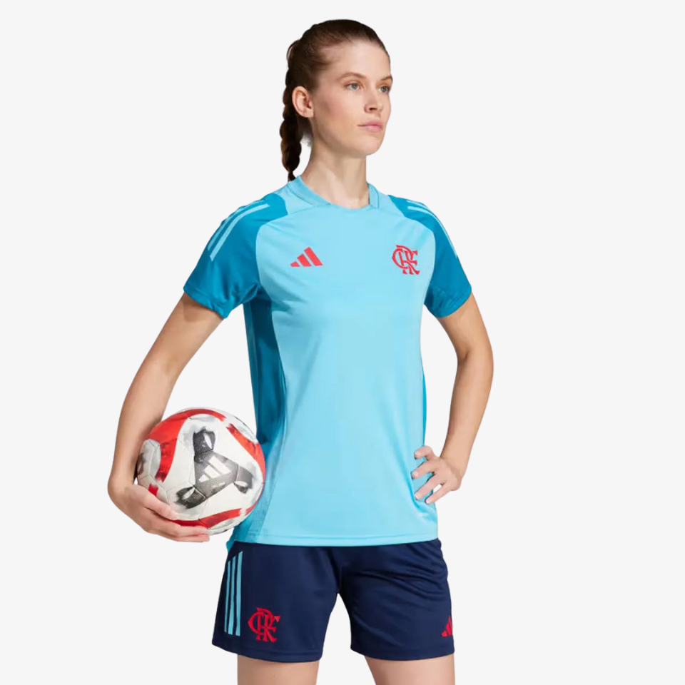 Camisa Adidas Feminina Treino Flamengo 2025/26 - detalhe da gola