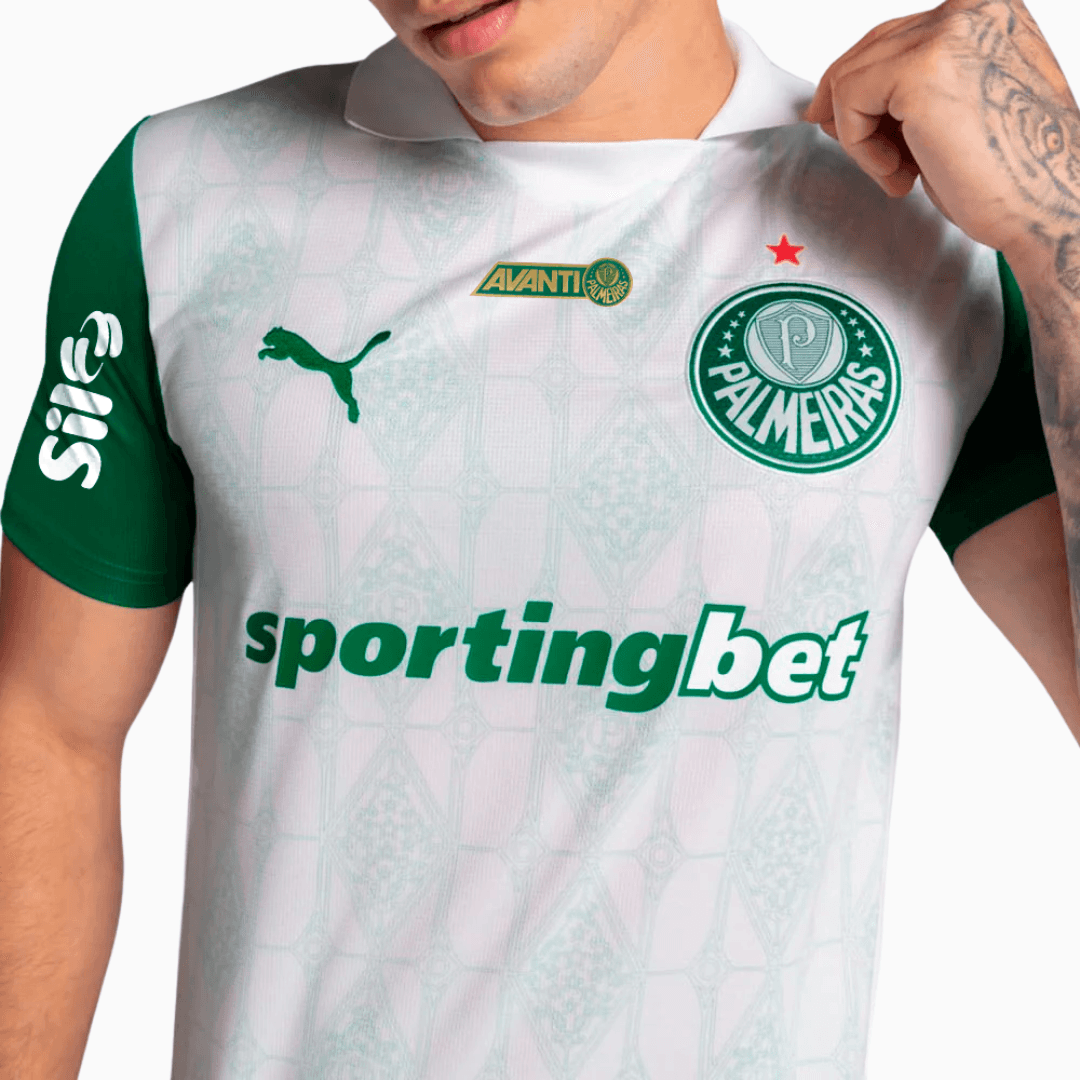 Camisa Puma Palmeiras 2025/26 II Com Patrocínios - detalhe da manga