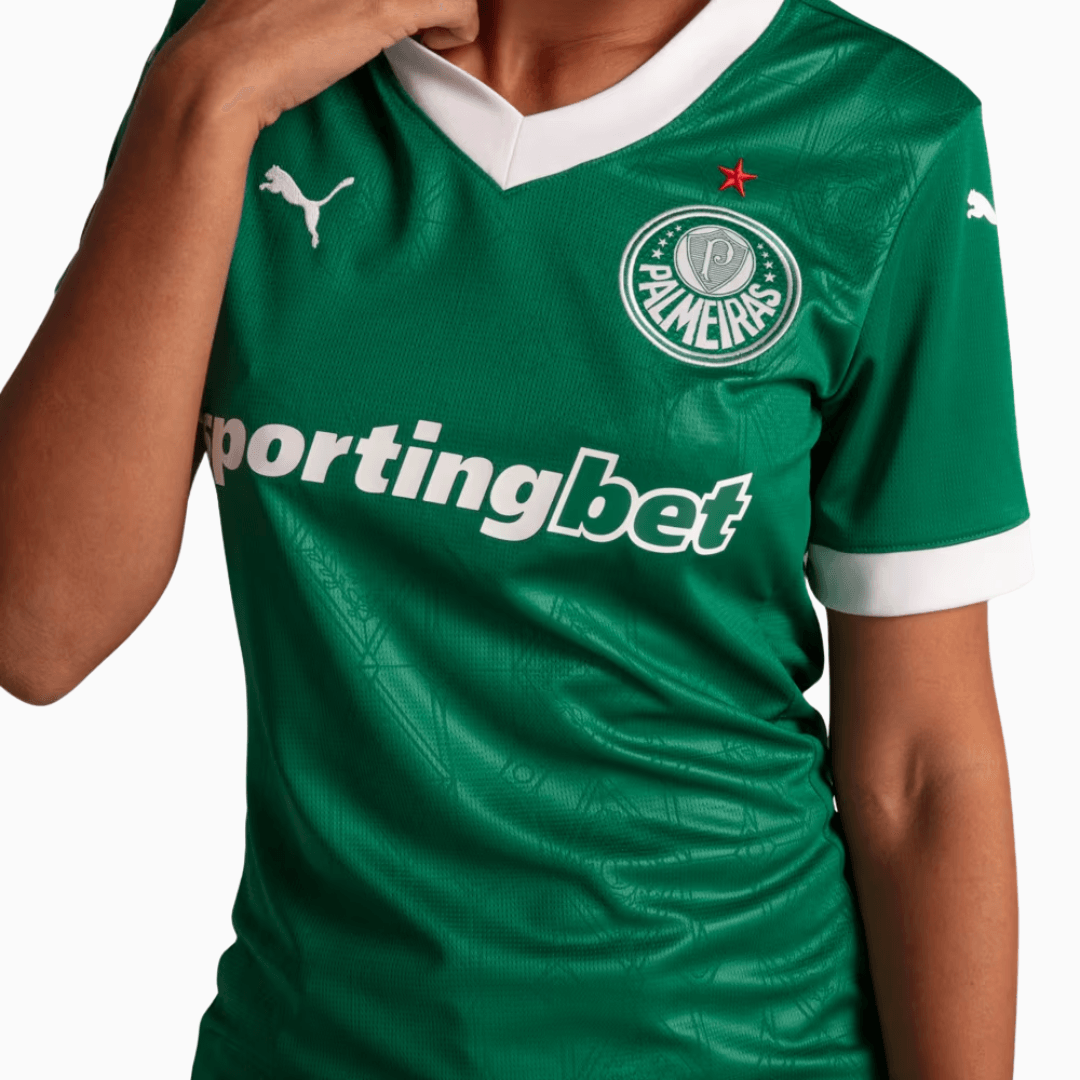 Camisa Feminina Puma Palmeiras 2025/26 I Torcedor - detalhe da gola