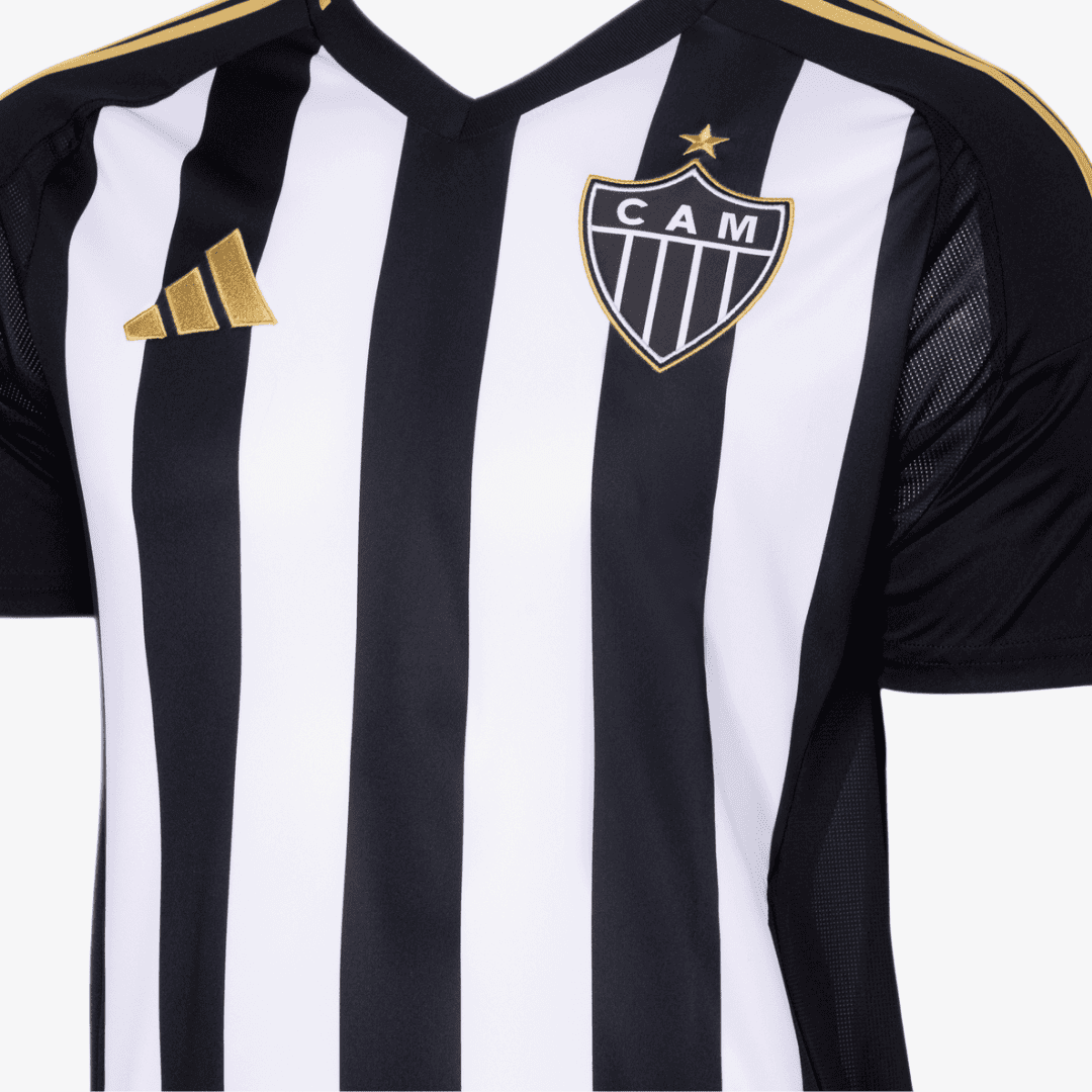 Camisa Adidas Atlético Mineiro 2025/26 I ISAAC N° 30 - detalhe da gola