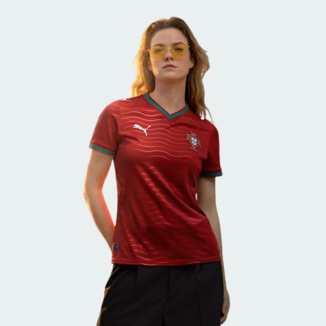 Camisa Feminina Portugal 2026/27 I - detalhe da manga