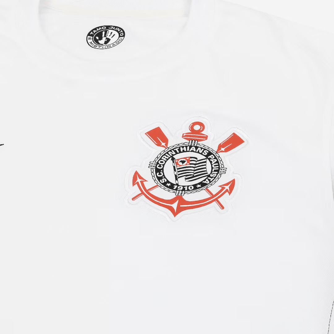 Camisa Nike Corinthians 2024/25 I Torcedor Com Patrocínios - detalhe da gola