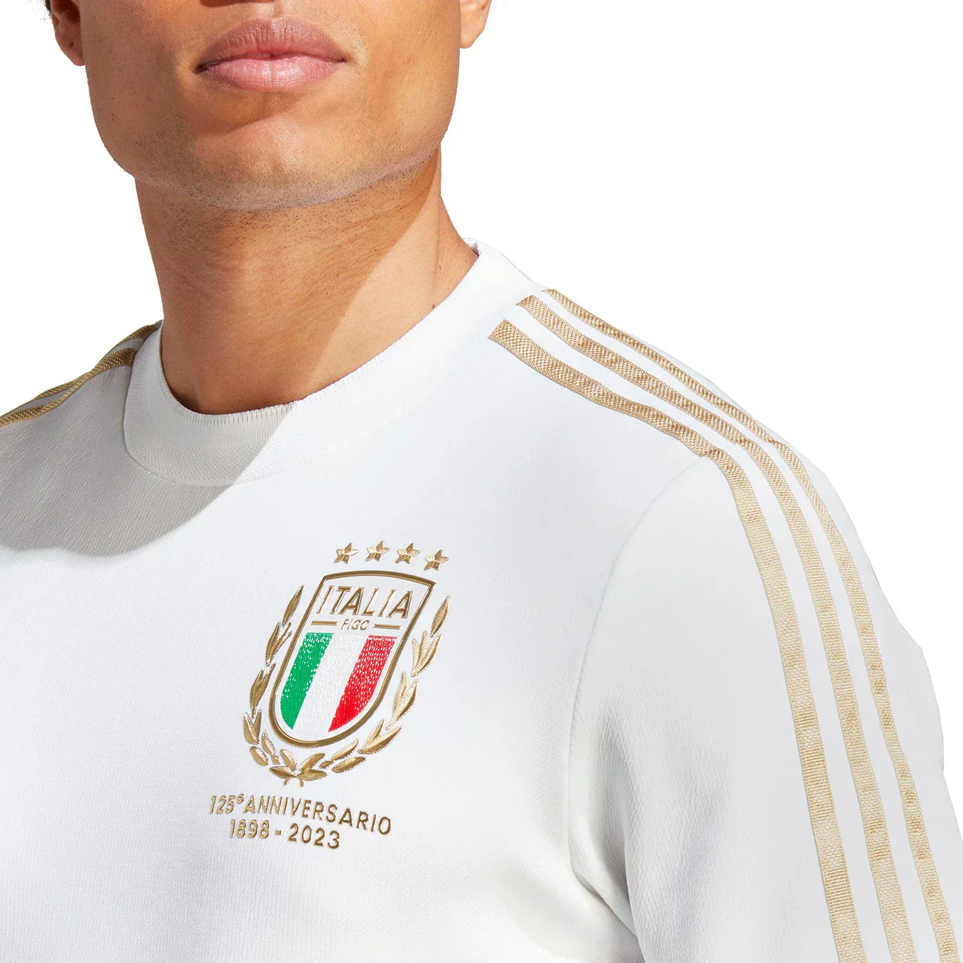 Camisa Adidas Itália 125th Anniversary - detalhe da manga