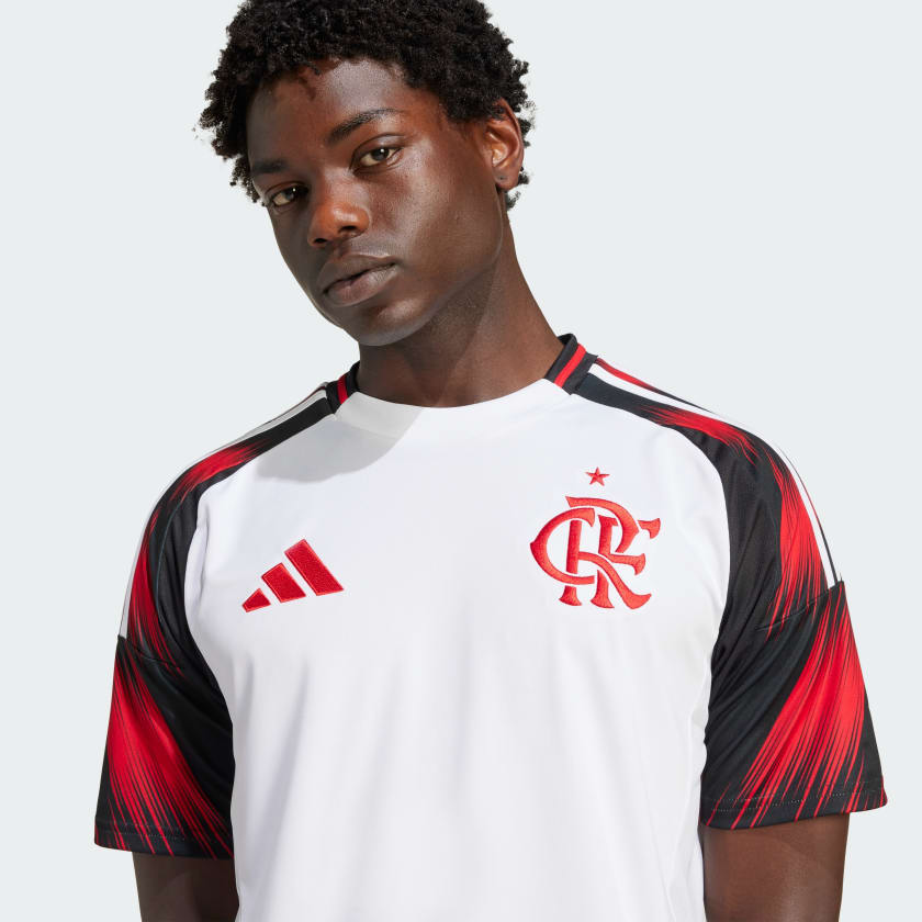 Camisa Adidas Flamengo 2025/26 II LÉO ORTIZ N° 3 - detalhe da gola