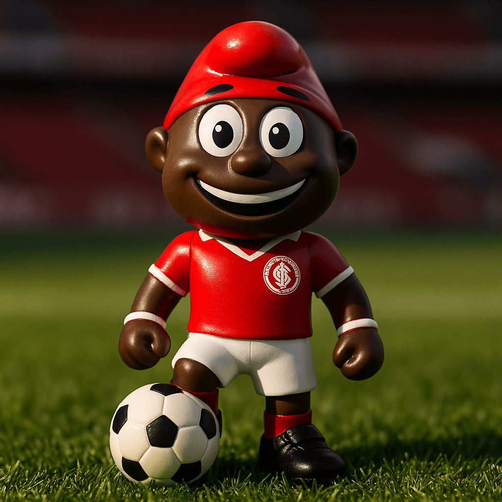 Boneco Mascote do Internacional O Saci - detalhe da gola