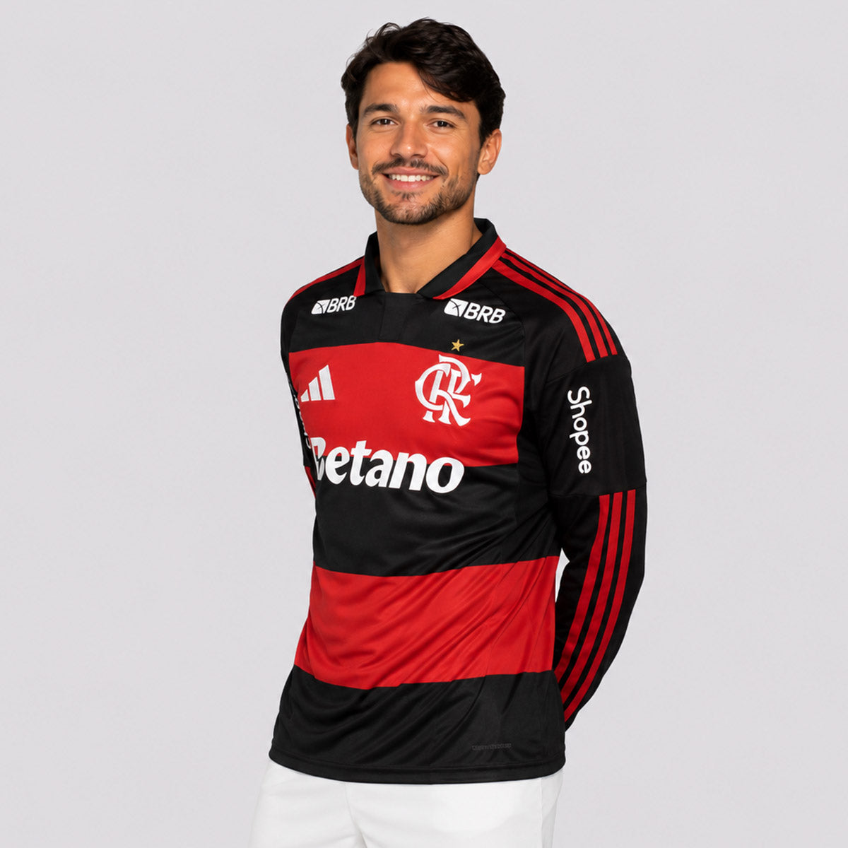 Camisa Adidas Flamengo I 2026 Manga Longa Com Patrocínio