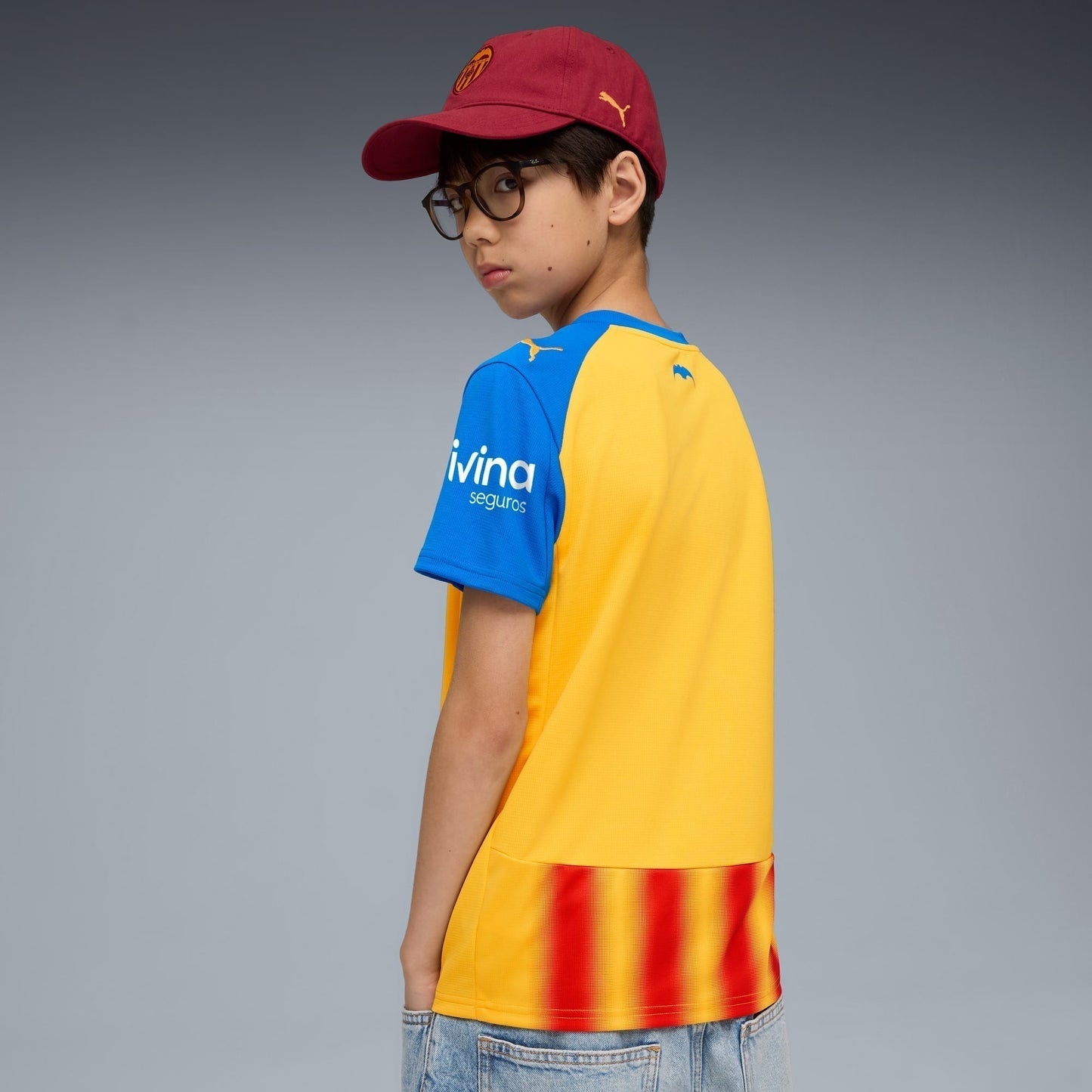 Conjunto Infantil Puma Valencia 2025/26 III - detalhe da gola